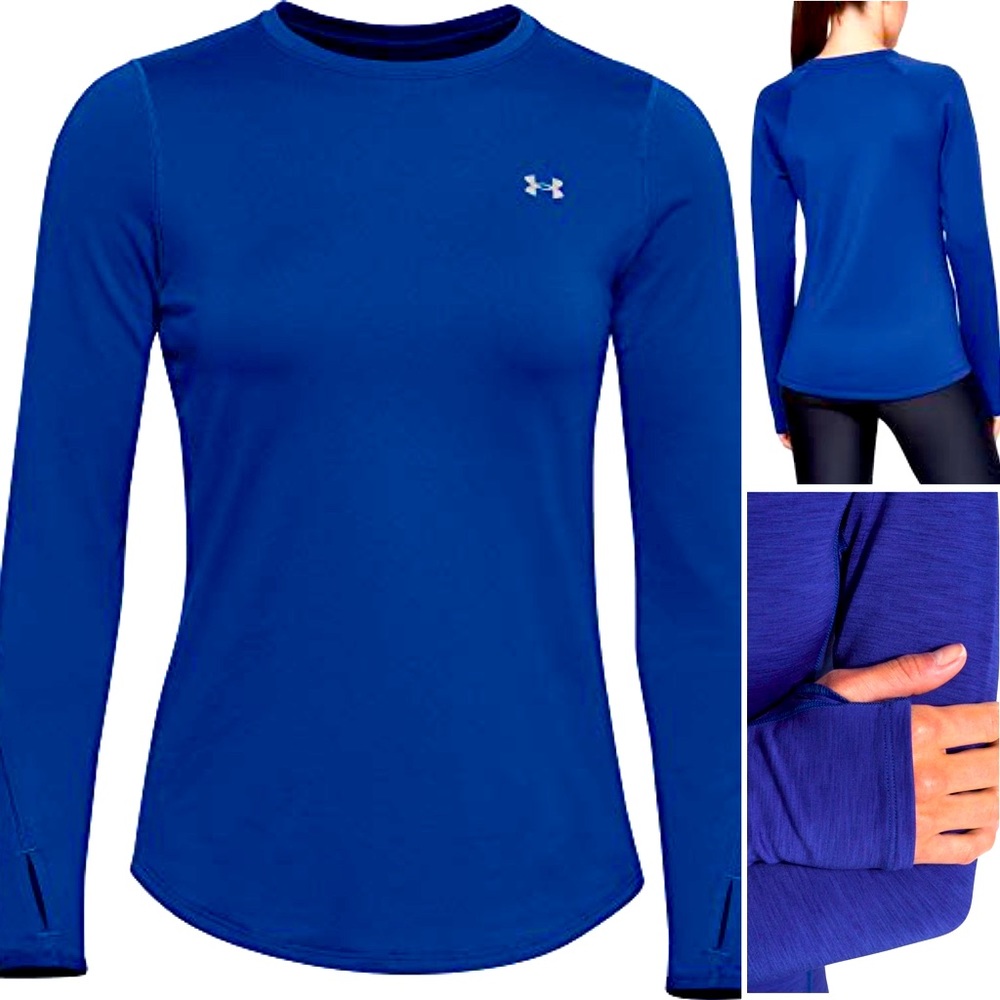 Women’s Under Armour ColdGear Long Sleeve Crew Shirt in Royal Blue Size Medium